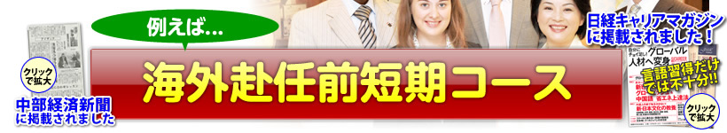 例えば海外赴任前短気コース