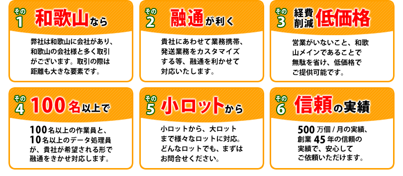 和歌山通販発送代行センターのおススメの理由