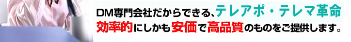 DM専門会社だからできる、テレマーケティング革命　効率的にしかも安価で高品質のものをご提供します。