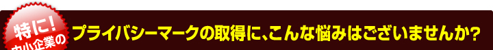 特に！中小企業の プライバシーマーク Pマーク の取得に、こんな悩みはございませんか？